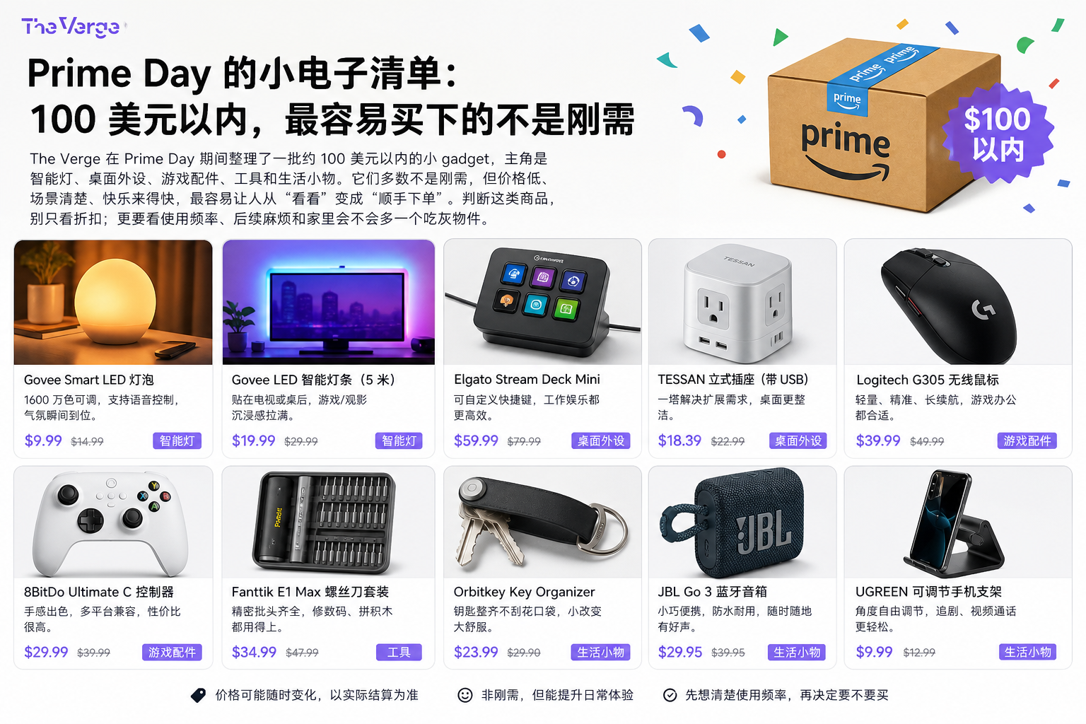 Prime Day 的小电子清单：100 美元以内，最容易买下的不是刚需