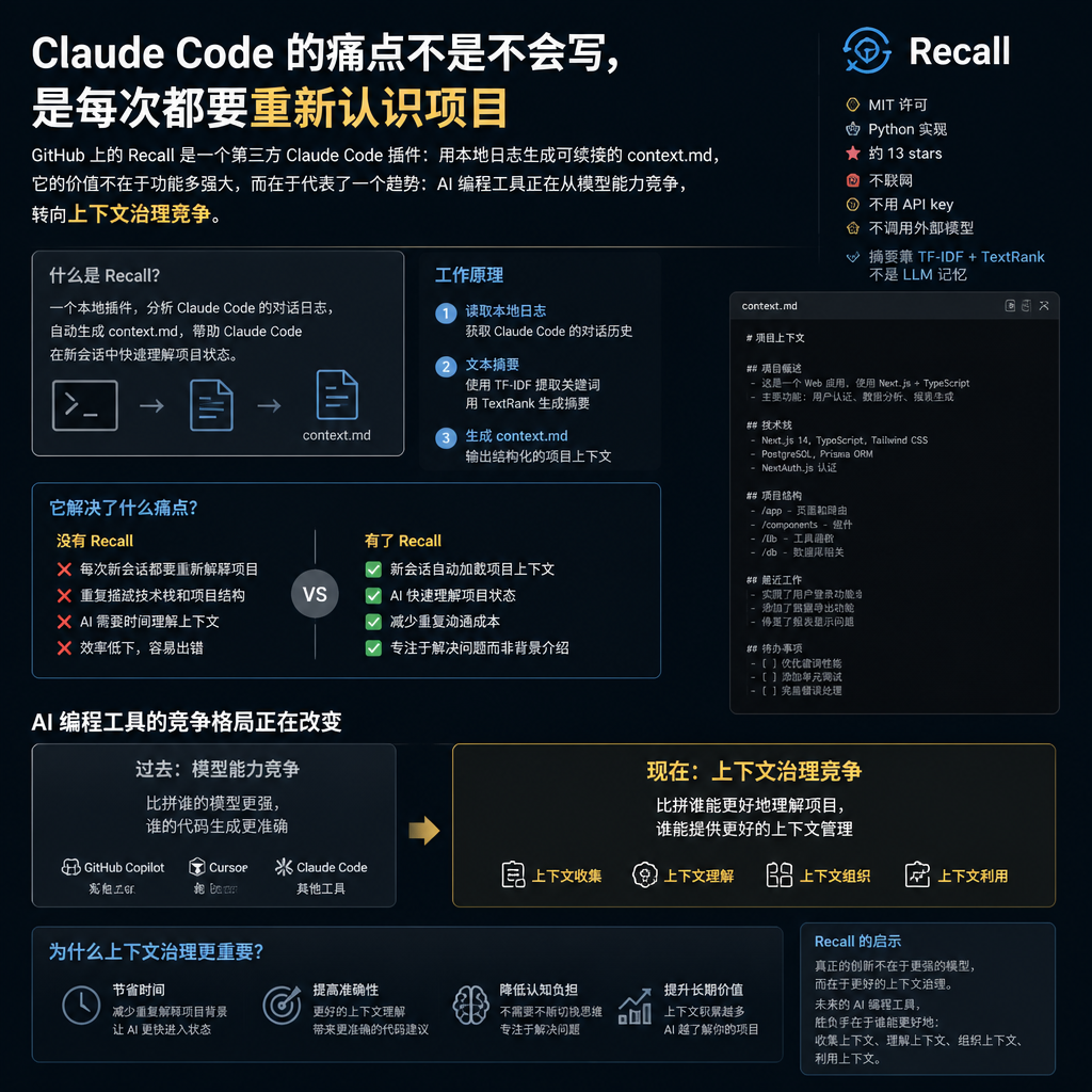 Claude Code 的痛点不是不会写，是每次都要重新认识项目