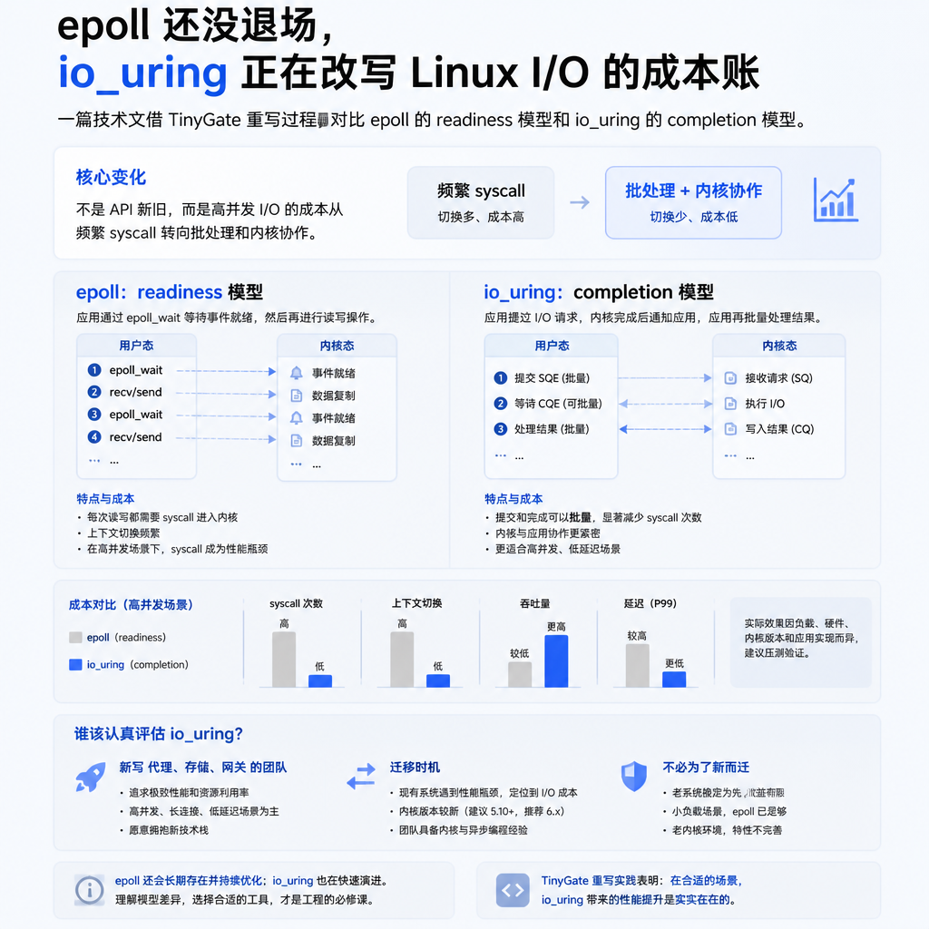 epoll 还没退场,但 io_uring 正在改写 Linux I/O 的成本账