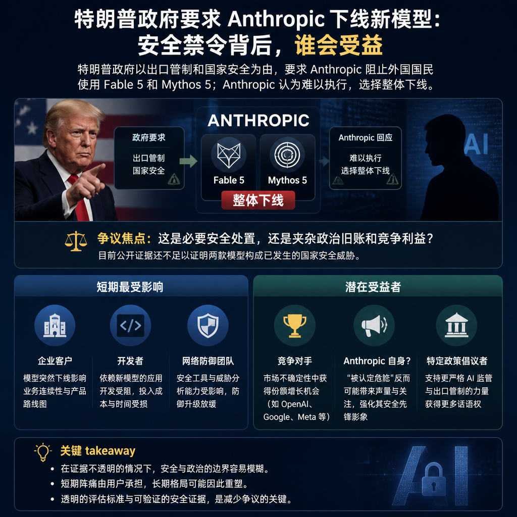 特朗普政府要求 Anthropic 下线新模型：安全禁令背后，谁会受益