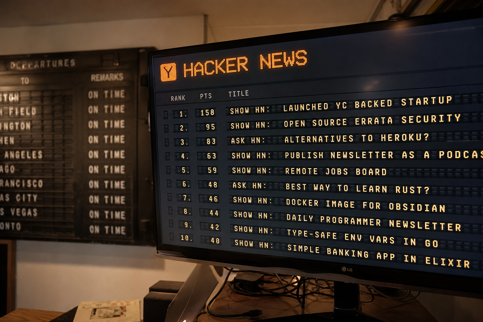 Hacker News Flipboard：把 HN 前 20 做成复古翻页牌，好看但别当客户端