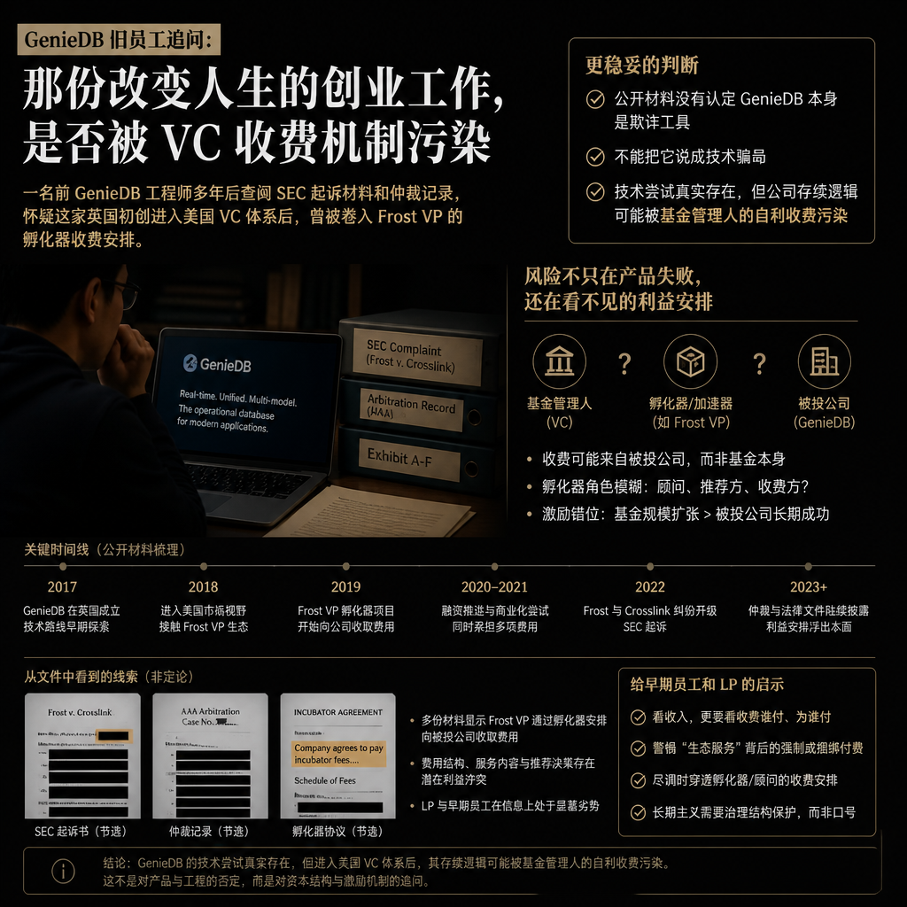 GenieDB 旧员工追问:那份改变人生的创业工作,是否被 VC 收费机制污染