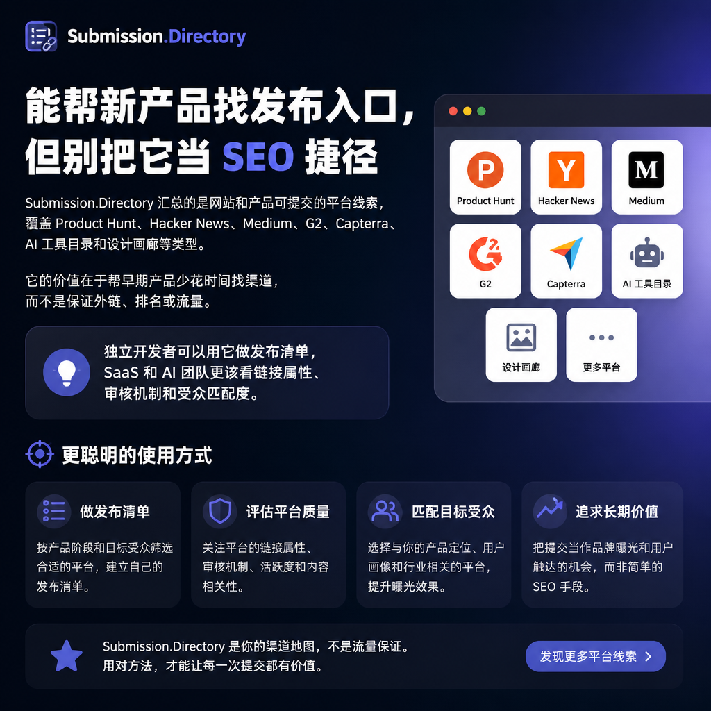 Submission.Directory 能帮新产品找发布入口，但别把它当 SEO 捷径