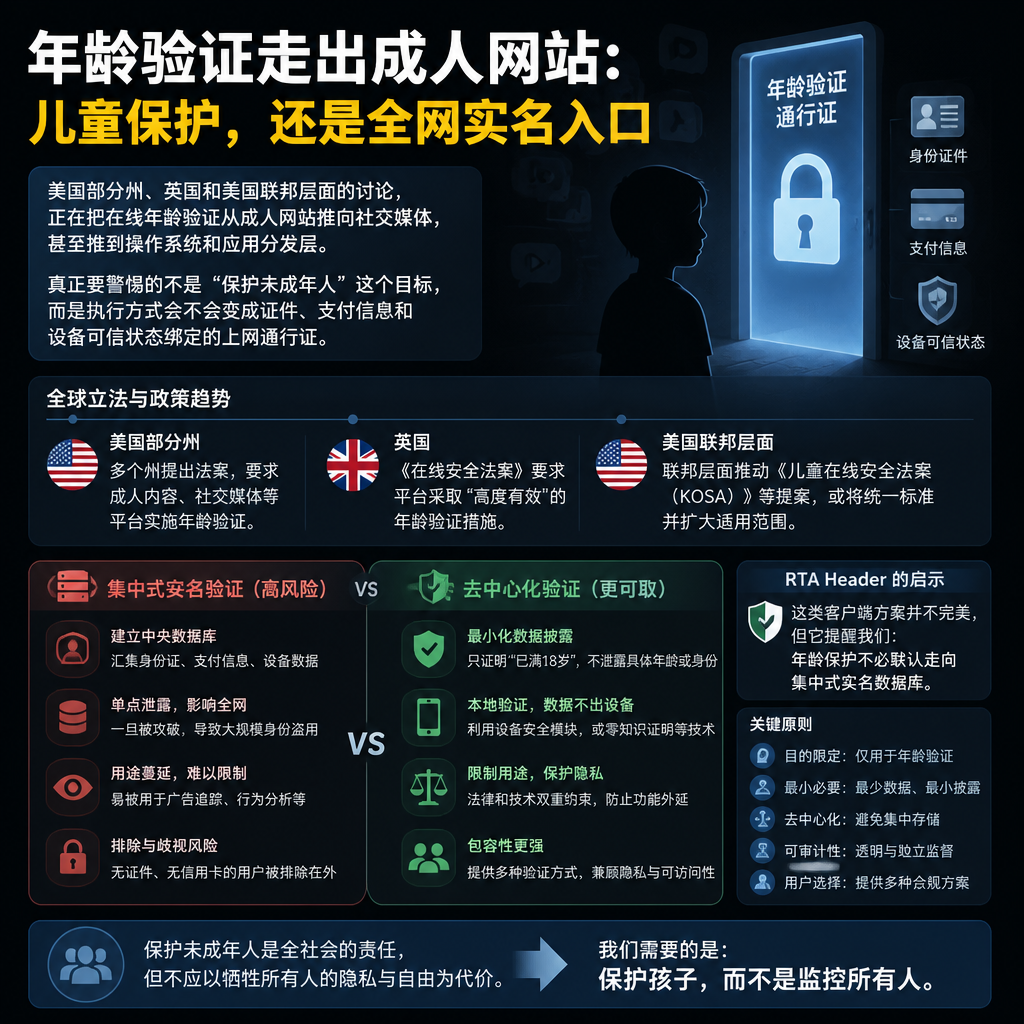 年龄验证走出成人网站：儿童保护，还是全网实名入口