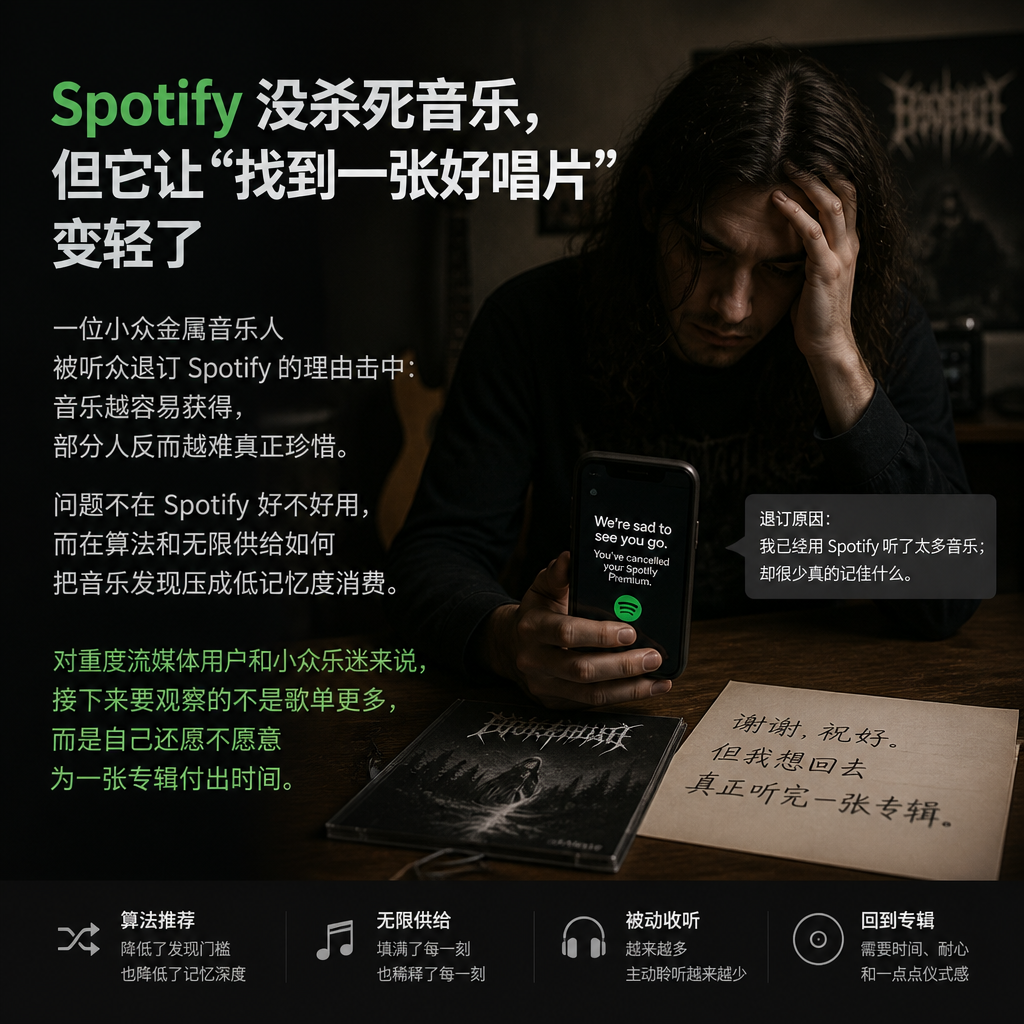 Spotify 没杀死音乐,但它让“找到一张好唱片”变轻了