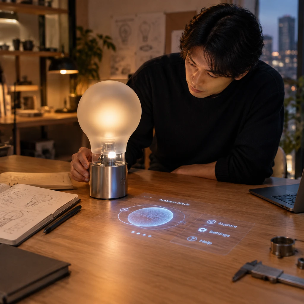 拧进螺口的 The Lightbulb Computer,前苹果设计师用 16 年老构想叫板头显
