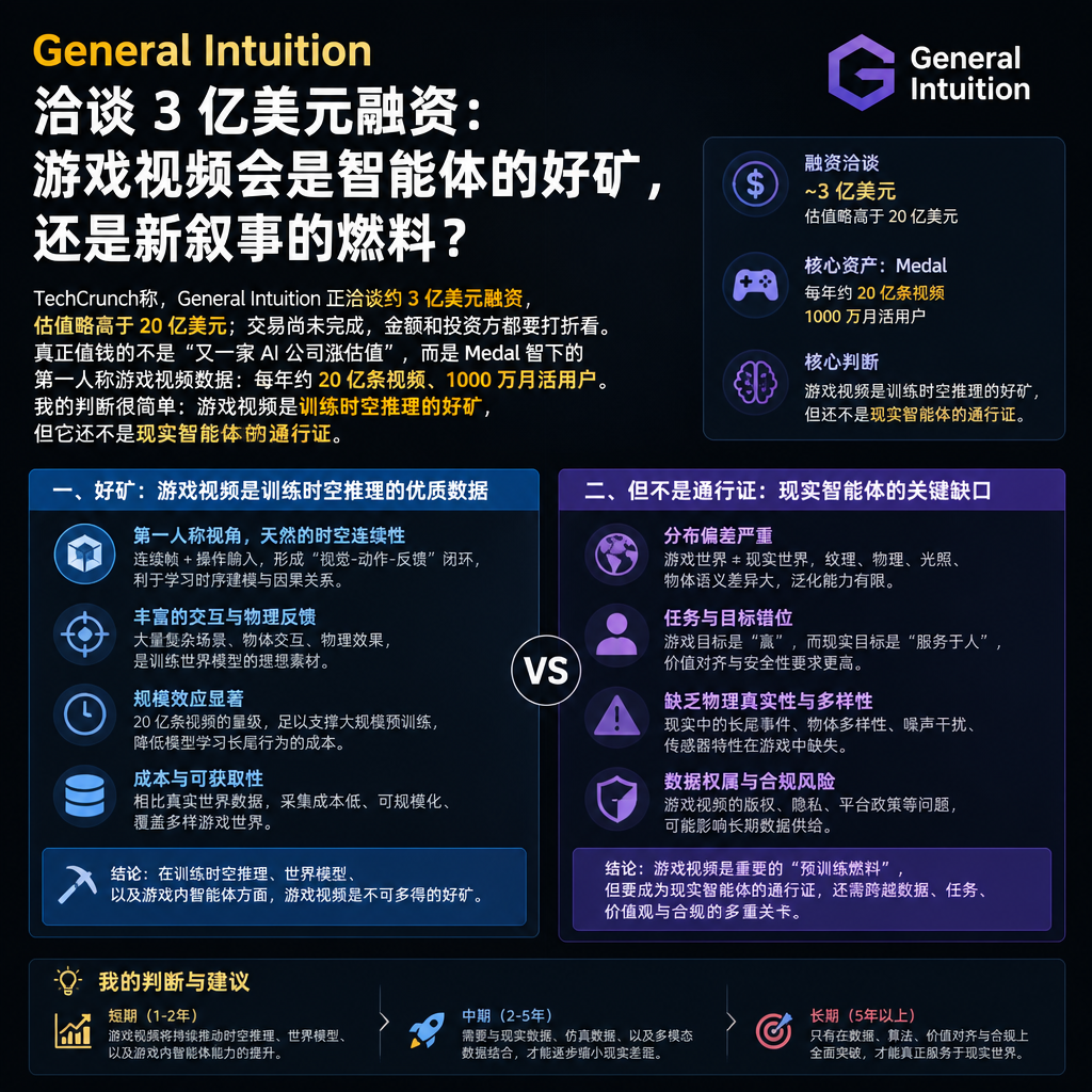 General Intuition洽谈3亿美元融资：游戏视频会是智能体的好矿，还是新叙事的燃料？