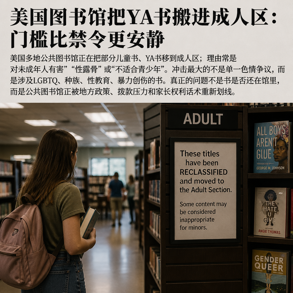 美国图书馆把YA书搬进成人区：门槛比禁令更安静