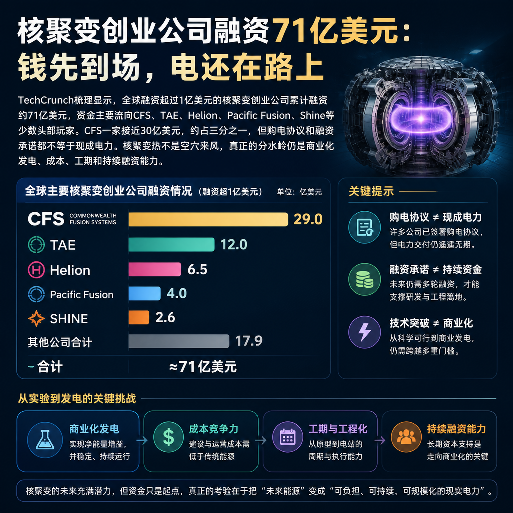 核聚变创业公司融资71亿美元：钱先到场，电还在路上
