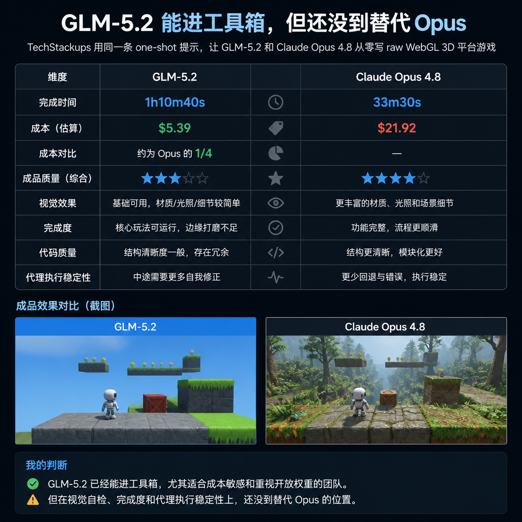 GLM-5.2 能进工具箱，但还没到替代 Opus