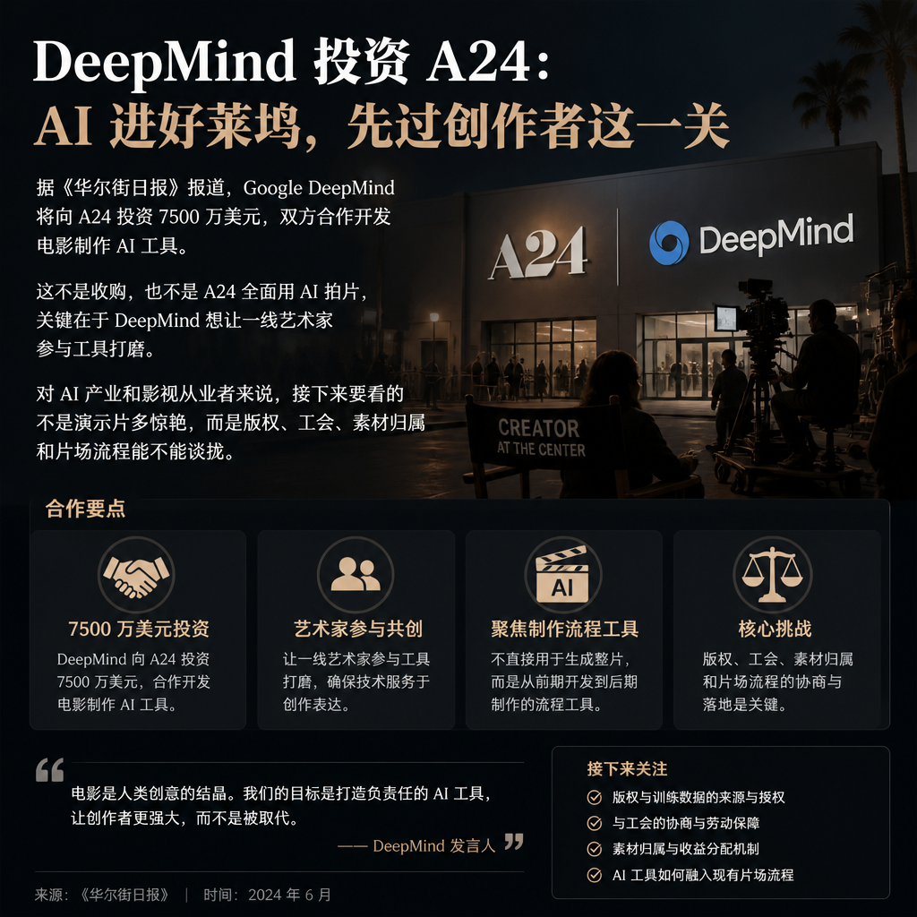DeepMind 投资 A24：AI 进好莱坞，先过创作者这一关