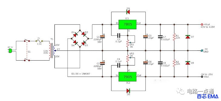 LM7805稳压器应用电路图 (https://ic.work/) 电源管理 第17张