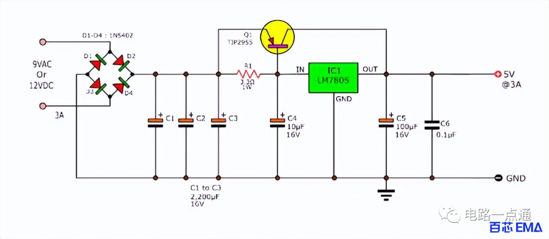 LM7805稳压器应用电路图 (https://ic.work/) 电源管理 第14张