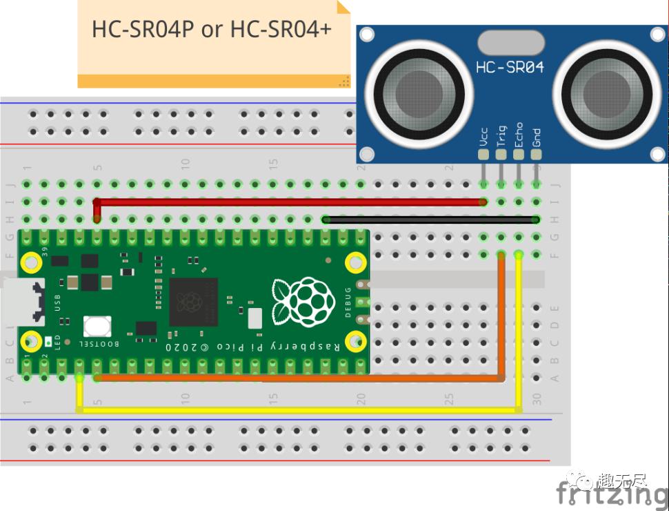 如何在树莓派Pico上使用HC-SR04超声波测距模块呢？ (https://ic.work/) AI 人工智能 第4张