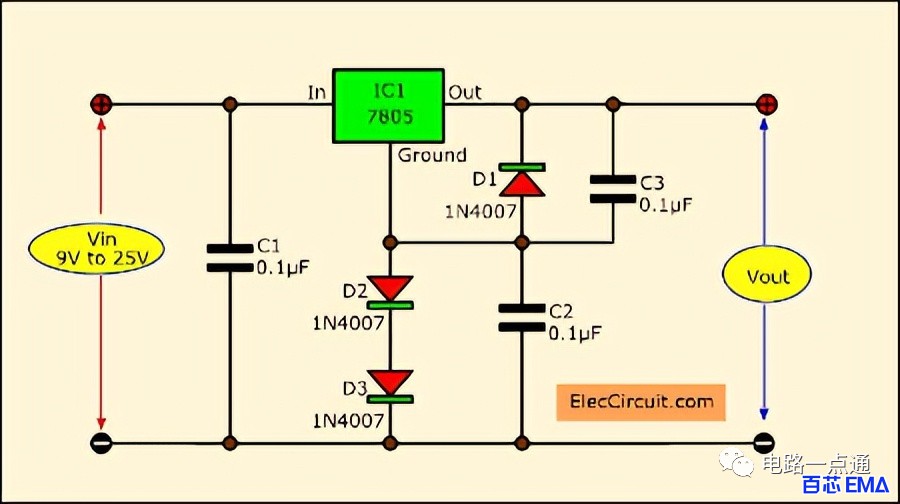 LM7805稳压器应用电路图 (https://ic.work/) 电源管理 第10张