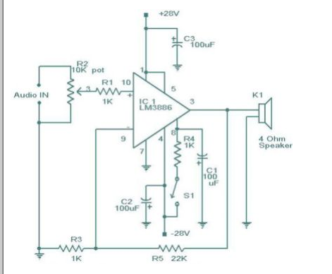 lm3886电路图讲解，lm3886原理图 (https://ic.work/) 音视频电子 第1张