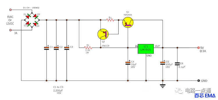 LM7805稳压器应用电路图 (https://ic.work/) 电源管理 第15张