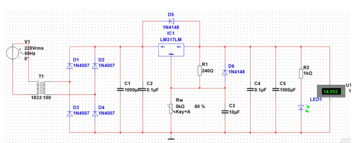 LM317稳压器的电路原理图 (https://ic.work/) 电源管理 第1张